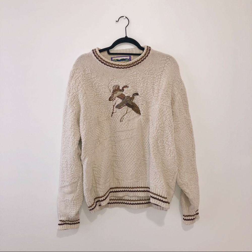 Vintage Shenandoah Sweater Embroidered Ducks Size Large